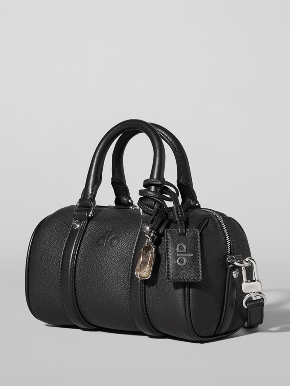 ALO Yoga Black Pebbled Mini Barrel Bag